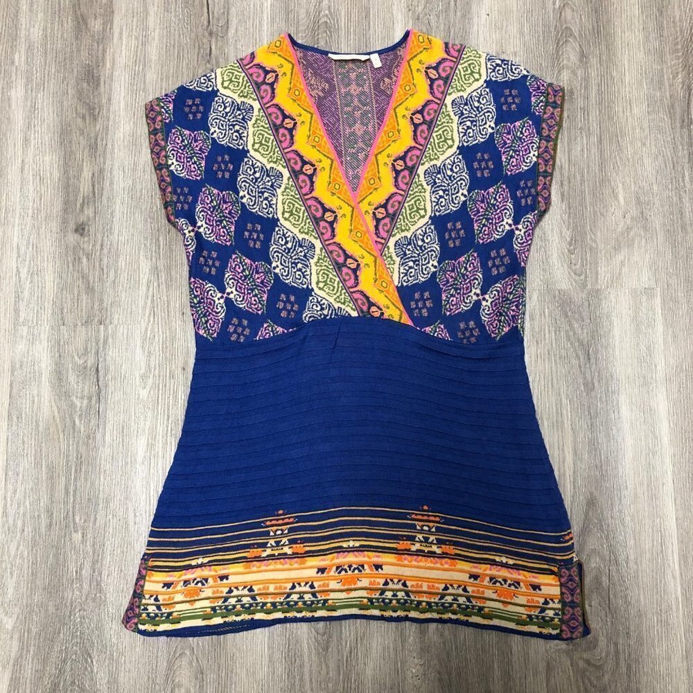 Soft Surroundings Women's Size XL Knit Boho Peasant Top Wrap Shirt Multicolor